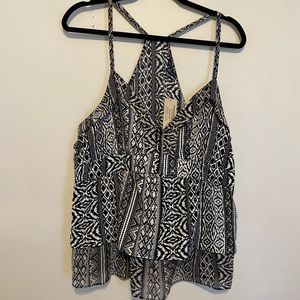 American Eagle Black & White Boho Pattern Tank